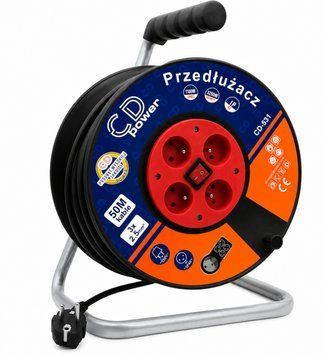 Катушечный удлинитель CD Power BX-755 50 м 2950 Вт на 4 розетки для электроинструмента строительных работ гаража и быта 3092420084 фото
